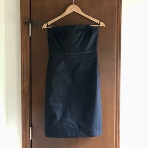 New York & Company Dark Denim Pleated Strapless Mini Dress